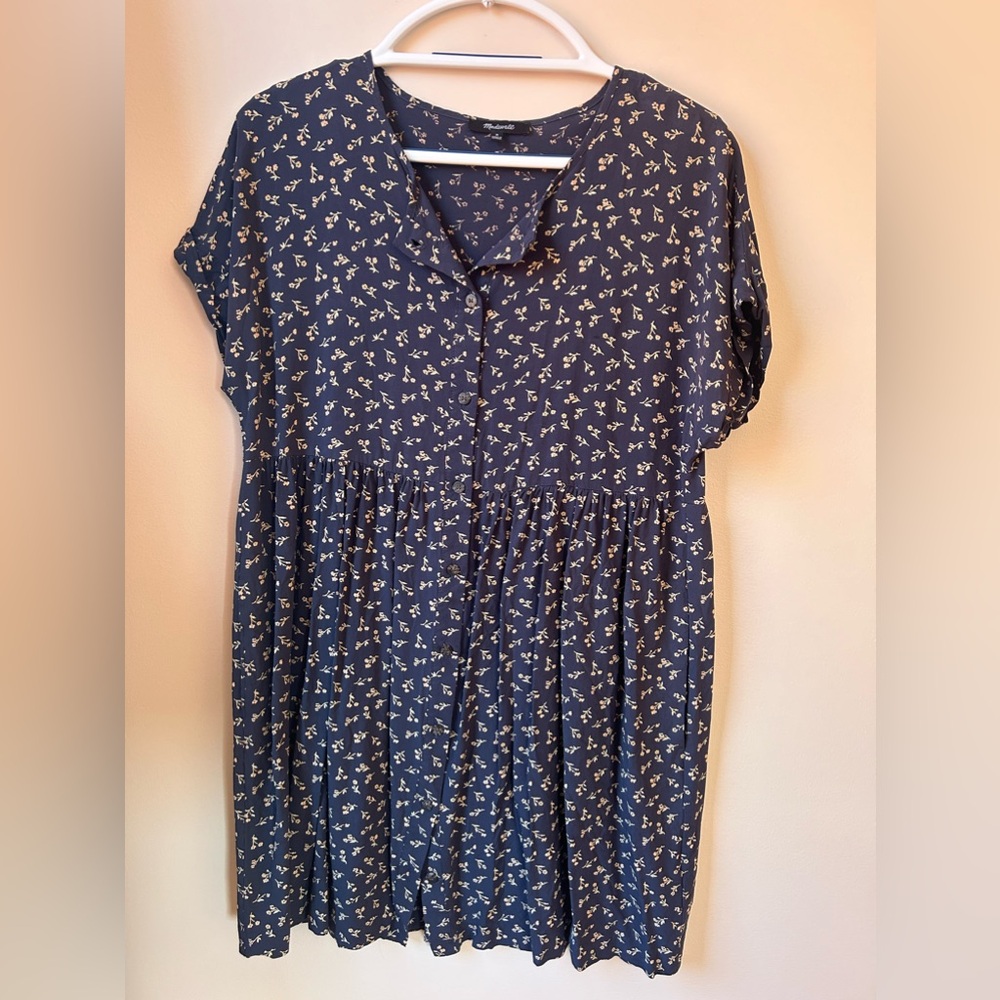 Madewell Short-sleeve Button-Front Floral Dress